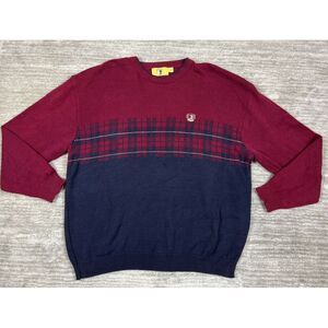 Duck Head Sweater Mens Extra Large Blue Red Cotton Knit‎ Made in USA 90s